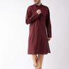 Men's Maroon Cotton Blend Straight Kurta Pyjama Set