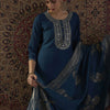 Dhiyona IE Ethnic Motifs Embroidered Round Neck Thread Work Kurta With Trousers & Dupatta