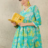 Dhiyona IE Women Printed V-Neck Cotton Top and Trousers Co-Ords