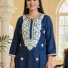 Indyancart IE Women Floral Embroidered Regular Thread Work Kurta With Trouser