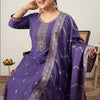 Indyancart Women's Ethnic Motifs Embroidered Regular Kurta with Trousers & With Dupatta