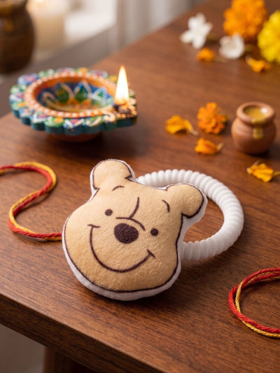 Dhiyona Kids Pooh Character Artificial Beads Rakhi With Roli Chawal Chandan Mishri