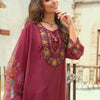 Dhiyona IE Floral Embroidered Thread Work Tieup Neck A-Line Kurta With Trousers & Dupatta