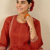 Dhiyona IE Embroidered Round Neck Tunic With Trousers Co-Ords