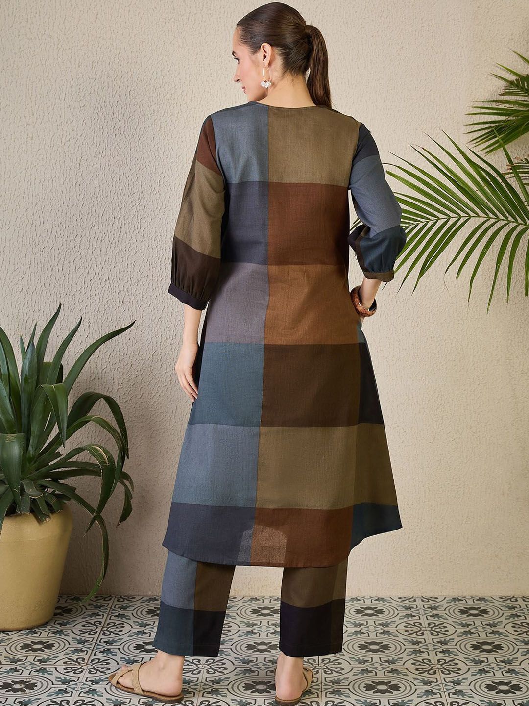 Adults-Women Colourblocked A-Line Kurta with Trousers