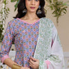 Indyancart IE Women Floral Printed Regular Pure Cotton Kurta with Trousers & With Dupatta