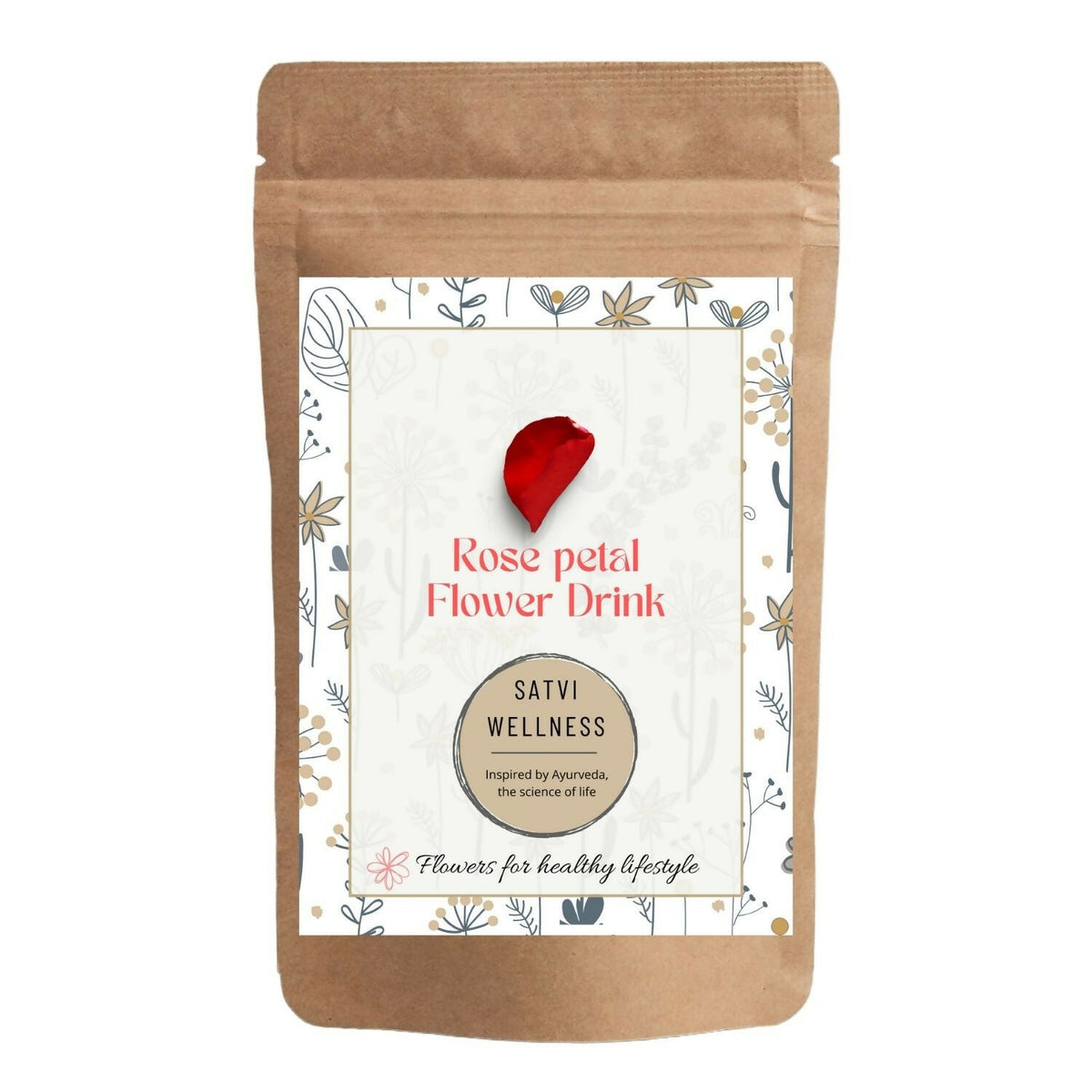 Satvi Wellness Rose Petal Flower Tea | Rose Petal Tea | Rose Flower Drink Mix | Herbal Tea