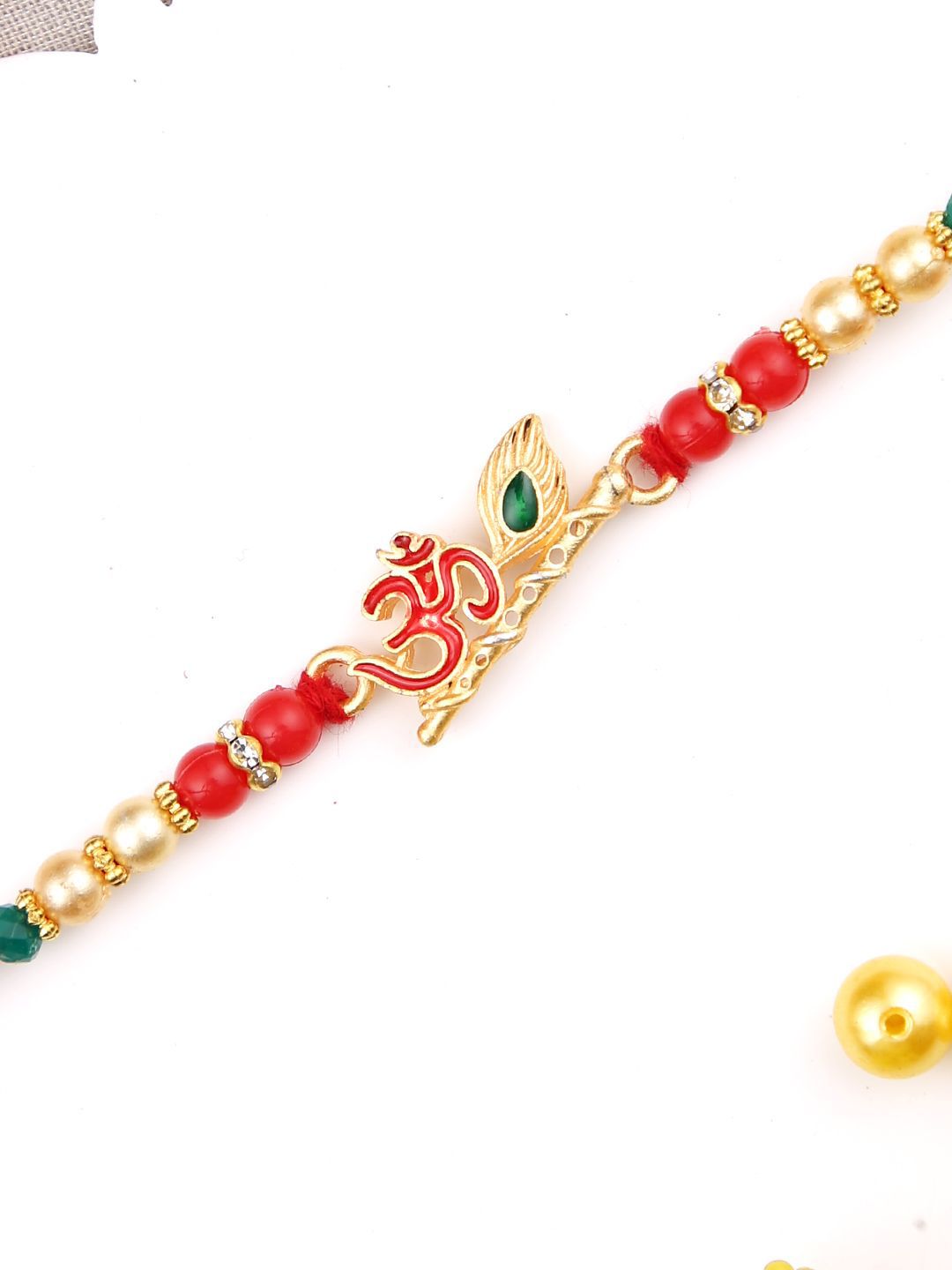 Anouk Divine Om & Flute Thread Rakhi With Roli Chawal & Greetings Card