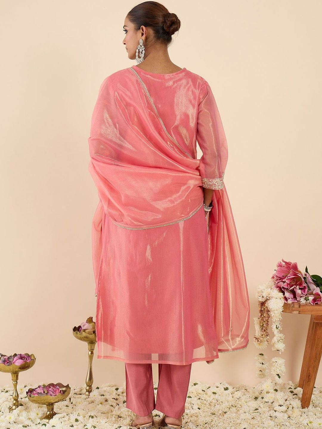 Women Ethnic Motifs Embroidered Regular Thread Work Kurta with Trousers & With Dupatta