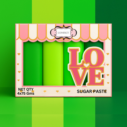 Confect Multipack of Pea green, Lime Green, Neon Green and Emerald Green Sugarpaste 07