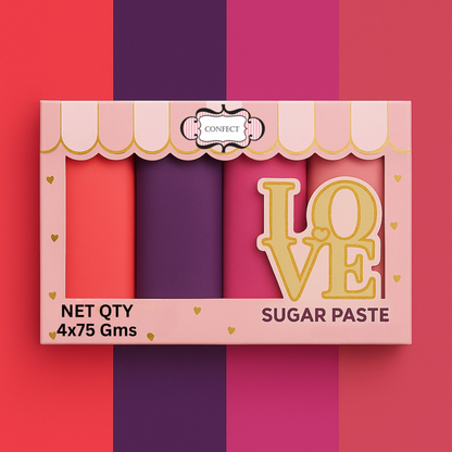Confect Multipack of Melon Pink, Purple, Fuschia Pink and Old rose Sugarpaste 06