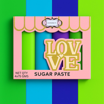 Confect Multipack of Neon Green, Electric Blue, Electric Purple and Lime Green Sugarpaste 03