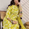 Dhiyona IE Women Floral Printed Regular Pure Cotton Kurta with Trousers & With Dupatta