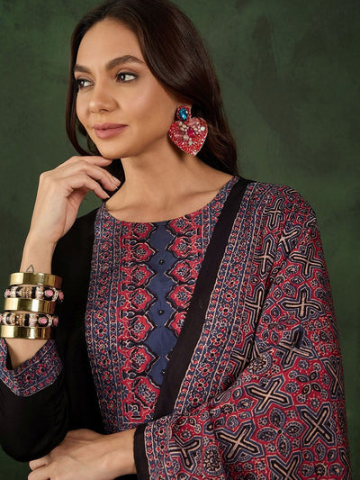 Indyancart SN Women's Floral Printed Kurta with Trousers & Dupatta
