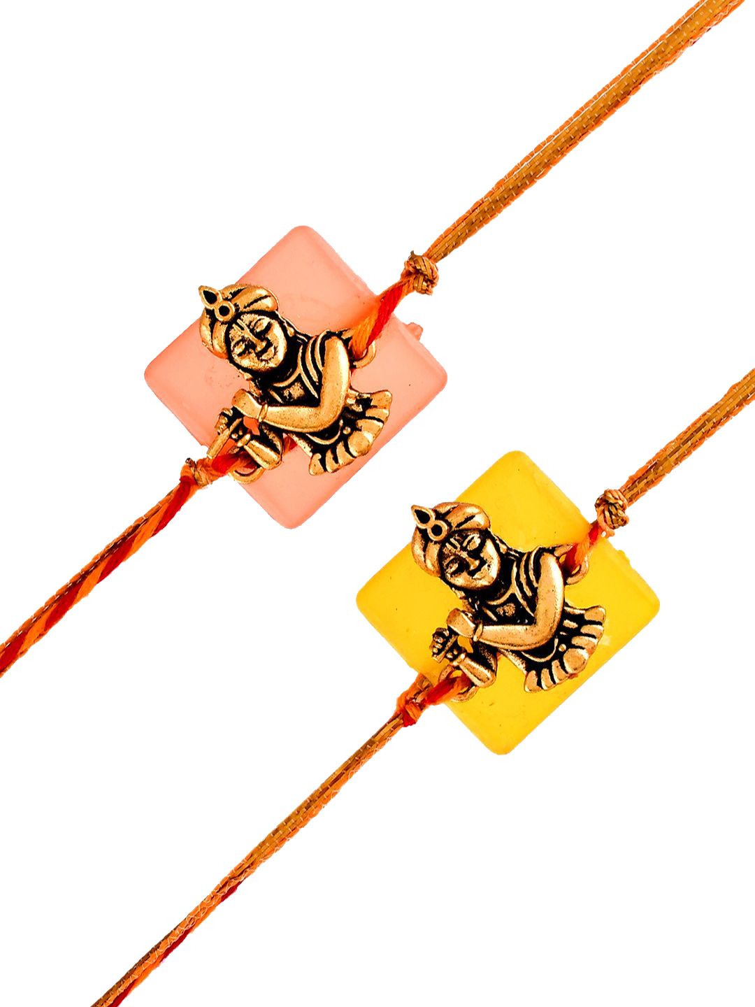 Anouk Set Of 2 Red Kanhaiya Rakhis With Roli Chawal & Greeting Card
