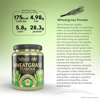 Ishva Wheatgrass Powder Pure & Natural Superfood Detoxifies, Supports Digestion & Promotes Vitality