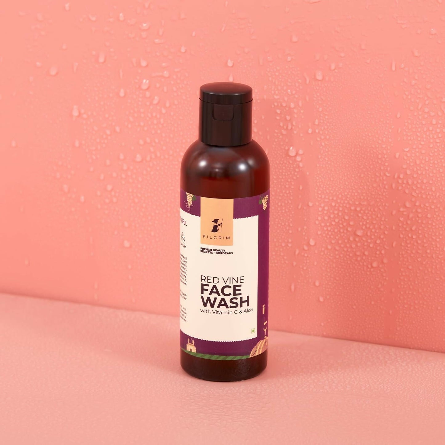 Pilgrim French Red Vine Face Wash with Vitamin C and Aloe, exfoliating scrub for anti-aging and dark spots.