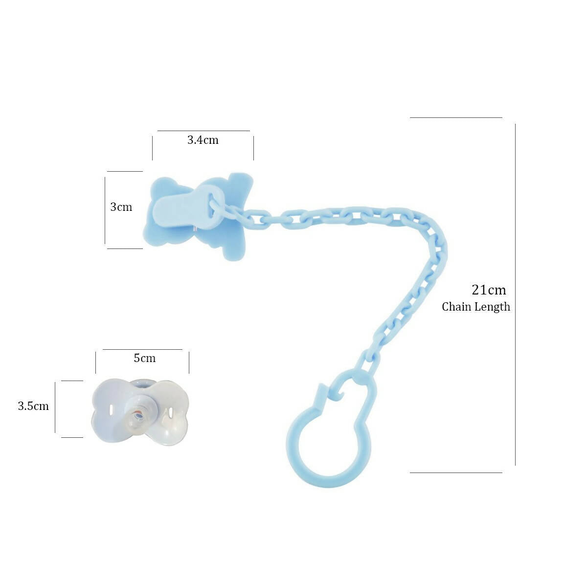 Safe-O-Kid Safe-O-Kid-Baby Pacifier/Nipple With Chain And Clip, in cute Cartoon shape Helps In Preventing From Dust - (Blue) - Indyancart