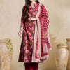 Indyancart IE Women Floral Printed Angrakha Pure Cotton Kurta with Trousers & With Dupatta