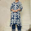 Dhiyona IE Floral Printed V-Neck Pure Cotton Kurta with Trousers
