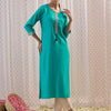 Indyancart IE Blue Floral Embroidered Chanderi Silk Straight Kurta