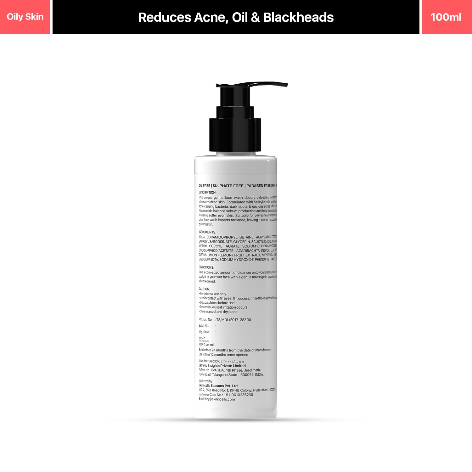 Underated purifying acne-free gel face wash with foaming texture, suitable for deep cleansing and skin clarity.