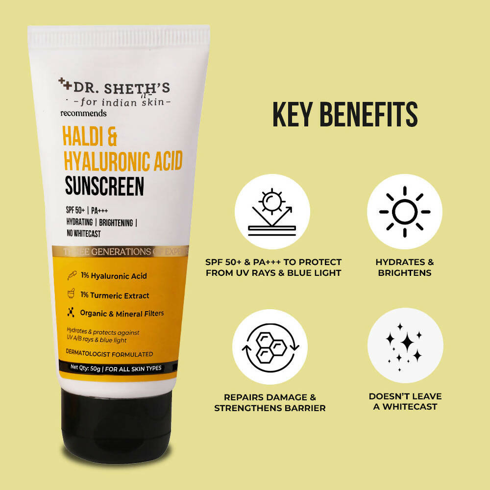 Dr. Sheth's Haldi & Hyaluronic Acid Sunscreen - Indyancart