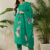 Dhiyona IE Women Floral Printed Regular Thread Work Kurta with Trousers & With Dupatta