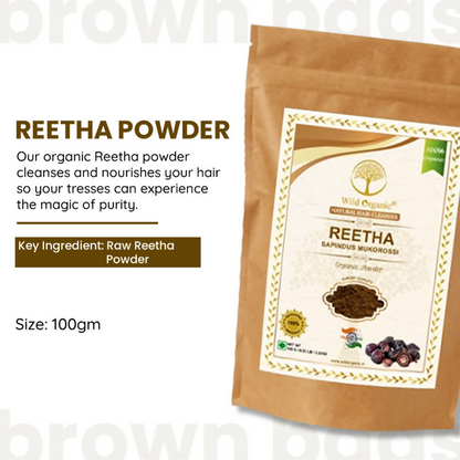 Wild Organic Reetha Powder Natural Hair Cleanser