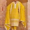 Indyancart IE Women Ethnic Motifs Embroidered Regular Thread Work Pure Cotton Kurta with Trousers & With Dupatta