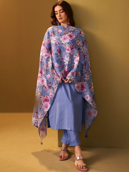 Women Floral Solid Kurta with Trousers & Dupatta