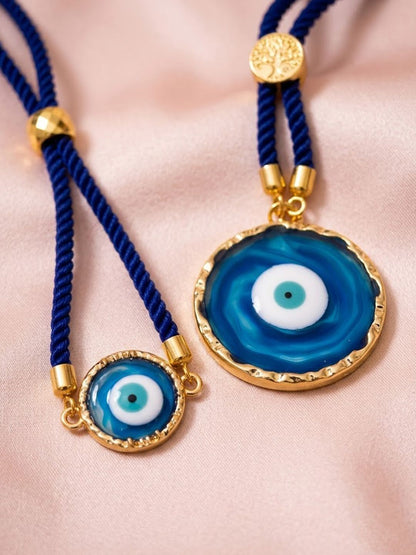 Anouk Set Of 2 Blue Evil Eye Resin Design Bhaiya Bhabhi Wraparound Rakhi