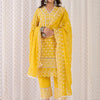 Dhiyona IE Floral Embroidered Thread Work Pure Cotton Kurta With Trousers & Dupatta