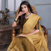 Dhiyona GR Women's Jheel Byrd Beige & Brown Zari Woven Design Linen Jacquard Saree
