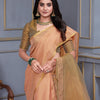 Dhiyona GR Women's Jheel Peachy Pink & Gold Zari Woven Design Linen Jacquard Saree