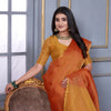 Dhiyona GR Women's Jheel Vermilion Red & Gold Zari Woven Design Linen Jacquard Saree