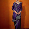 Women's Satin Silk Purple Embellished Designer Saree With Blouse Piece