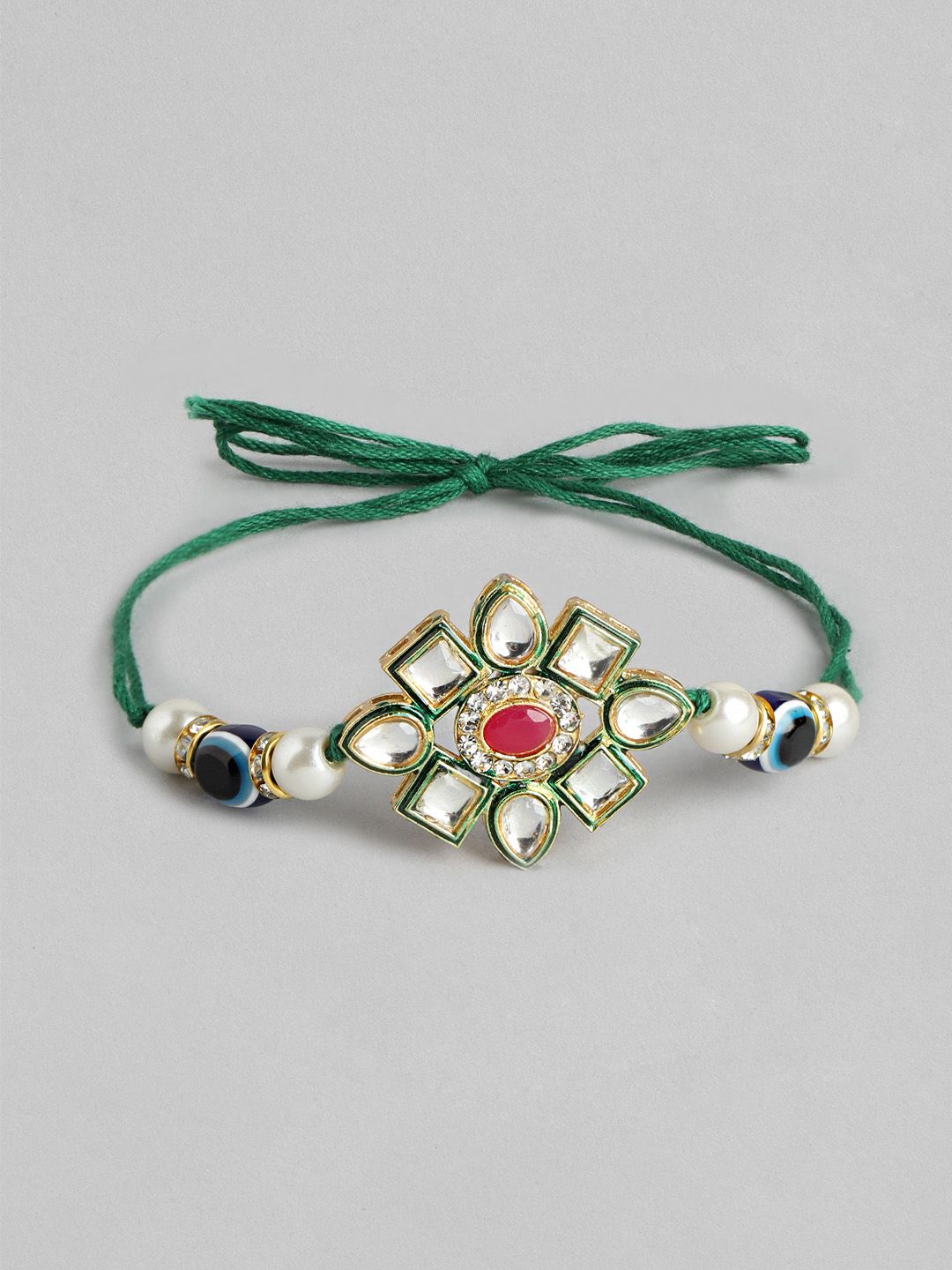 Anouk Unisex Set of 2 Beaded Bhai Bhabhi Rakhis With Roli & Chawal