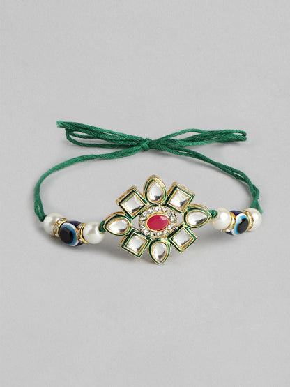 Anouk Unisex Set of 2 Beaded Bhai Bhabhi Rakhis With Roli & Chawal
