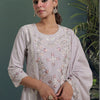 Indyancart IE Women Floral Embroidered Regular Thread Work Pure Cotton Kurta with Trousers & With Dupatta