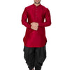 Men's Maroon Silk Blend Pathani Kurta and Dhoti Set
