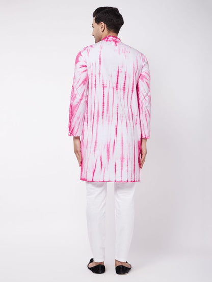 Men's Pink Pure Cotton Straight Kurta Pyjama Set