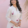 Indyancart IE Animal Embroidered Regular Thread Work Pure Cotton Kurta With Palazzos