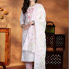 Dhiyona IE Women Floral Printed Regular Thread Work Pure Cotton Kurta with Trousers & With Dupatta
