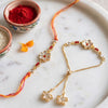 Dhiyona Set Of 2 Gold Toned Kundan Studded Bhaiya Bhabhi Rakhi