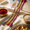 Dhiyona Set Of 3 Multicolor Thread Rakhi With Roli Chawal Chandan Mishri