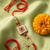 Dhiyona Square Design Multicolor Artificial Stones & Pearls Thread Rakhi With Roli Chawal