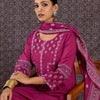 Dhiyona IE Floral Embroidered Round Neck Pure Cotton Straight Kurta With Trousers & Dupatta
