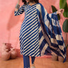 Dhiyona SN Women's Striped Notch Neck Sequinned Pure Cotton Straight Kurta With Trouser & Dupatta