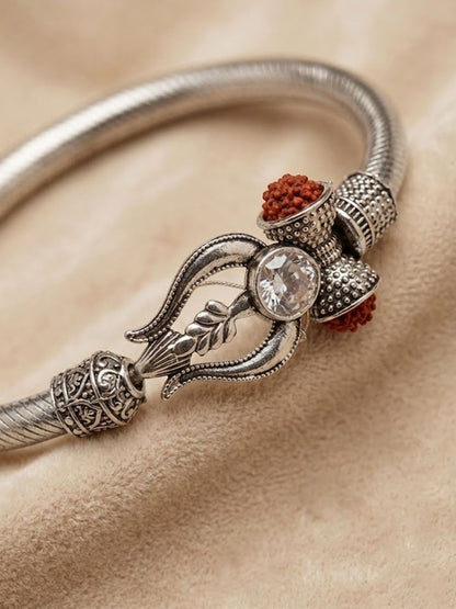 Anouk Silver Plated Trishool Design Rudraksh Rakhi Bracelet